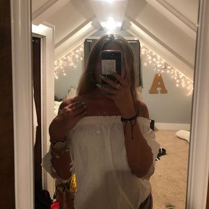 off the shoulder white top